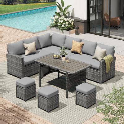Ensemble de meubles de patio 7 pièces avec housse imperméable 7 pièces