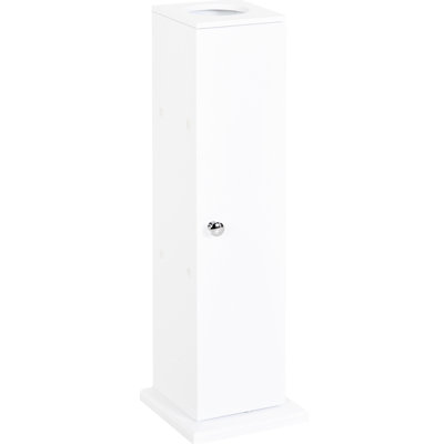 Armoire à papier hygiénique blanc - Petit rangement de coin de salle de bain avec portes
