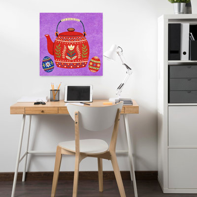 Théière et œufs Folk Art