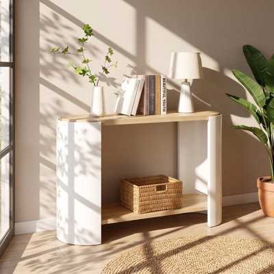 Table basse Aijia en bois MDF à 2 niveaux avec rangement ouvert, 122 cm (L) x 38 cm (P) x 75 cm (H)