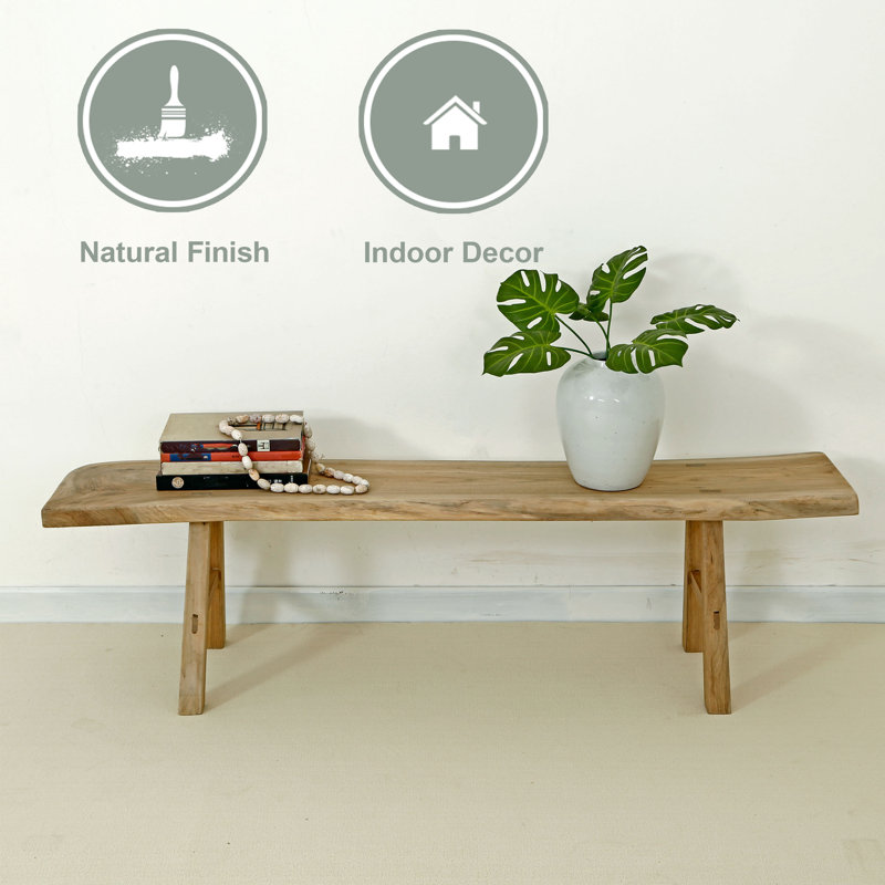 Artissance Live Edge Solid Walnut Natural Wood Bench, 18 Inch Tall (Color & Size May Vary)