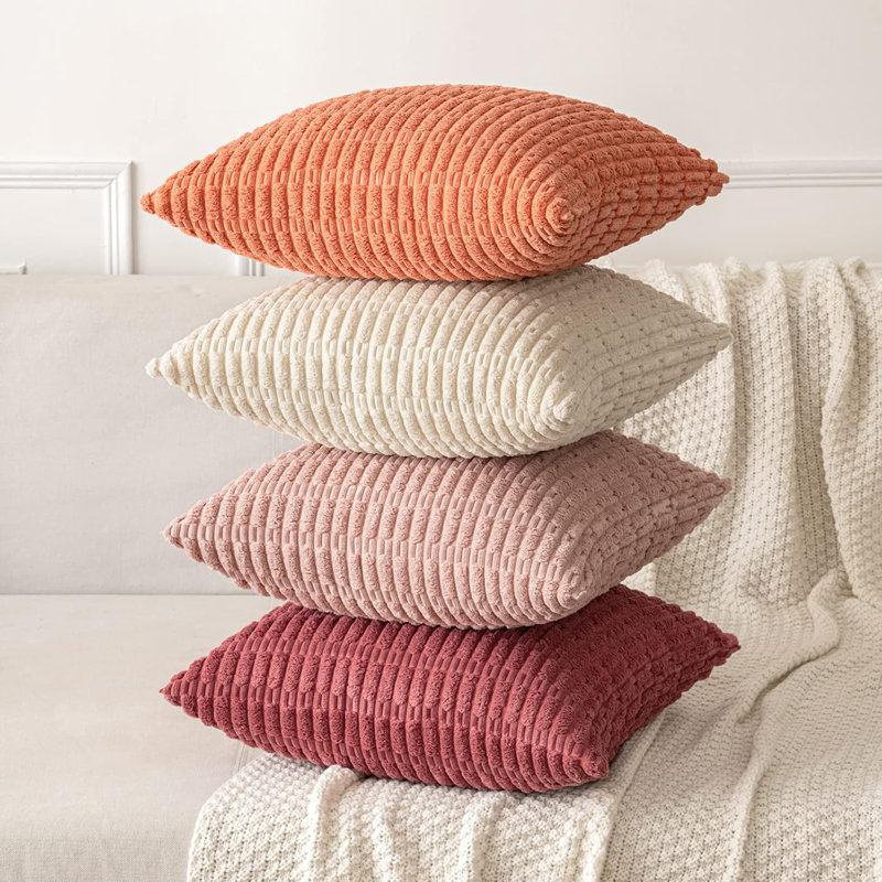 Striped Square Cushion Cover, Pink