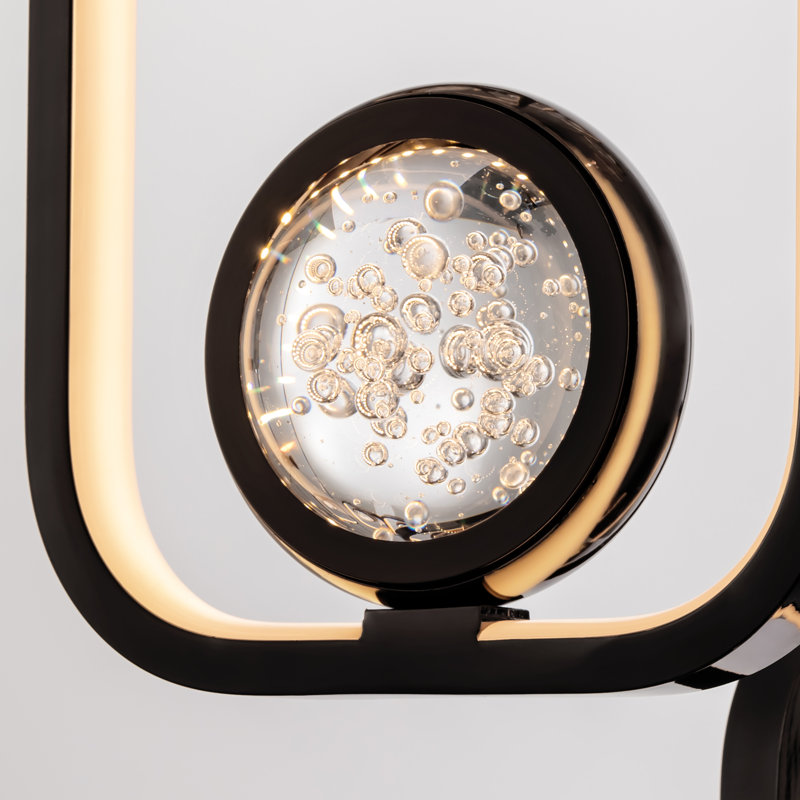 Pawnee 16-Light Black Cylinder Chandelier with Crystal Balls, Dimmable LED Lights & Remote Control for High Ceilings