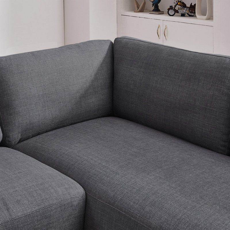 Glander  Cozy Sectional Sofa Right Facing, Gray Linen