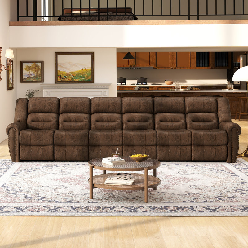 Canapé modulaire inclinable en cuir 151,2 po, Brown