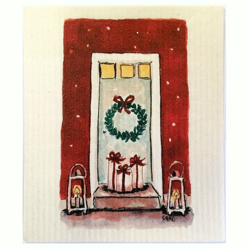 Linge de Noël à la porte