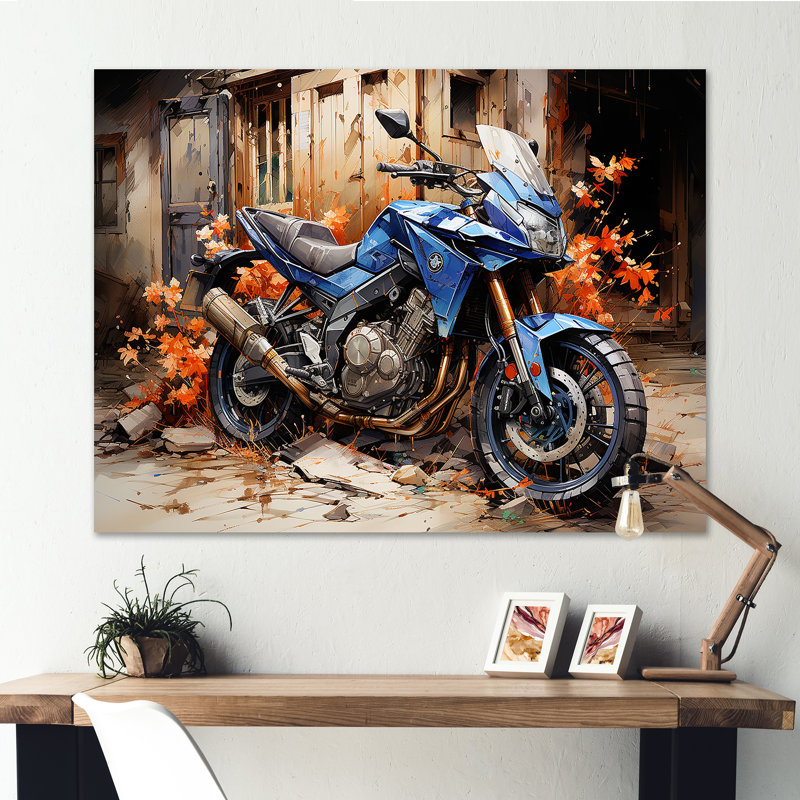 «Blue Durty Bike Urban Speed» sur impression sur toile, Toile tendue, H 34 po x l 44 po x P 1,5 po