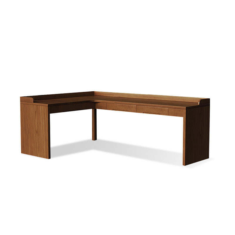 Bureau rectangulaire à 3 tiroirs en bois massif brun noisette, H 29,53 po x l 62,99 po x P 47,24 po, Retour à gauche