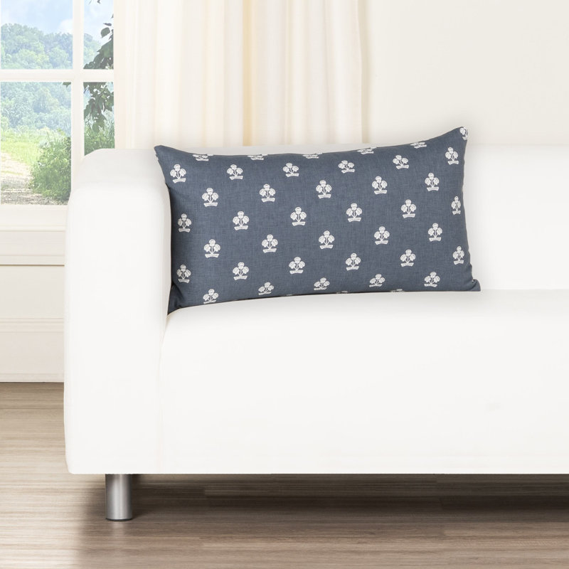 Housse et insert de coussin Hamachi, Plumes, Rectangle H 14 po x l 26 po, Denim Blue Floral
