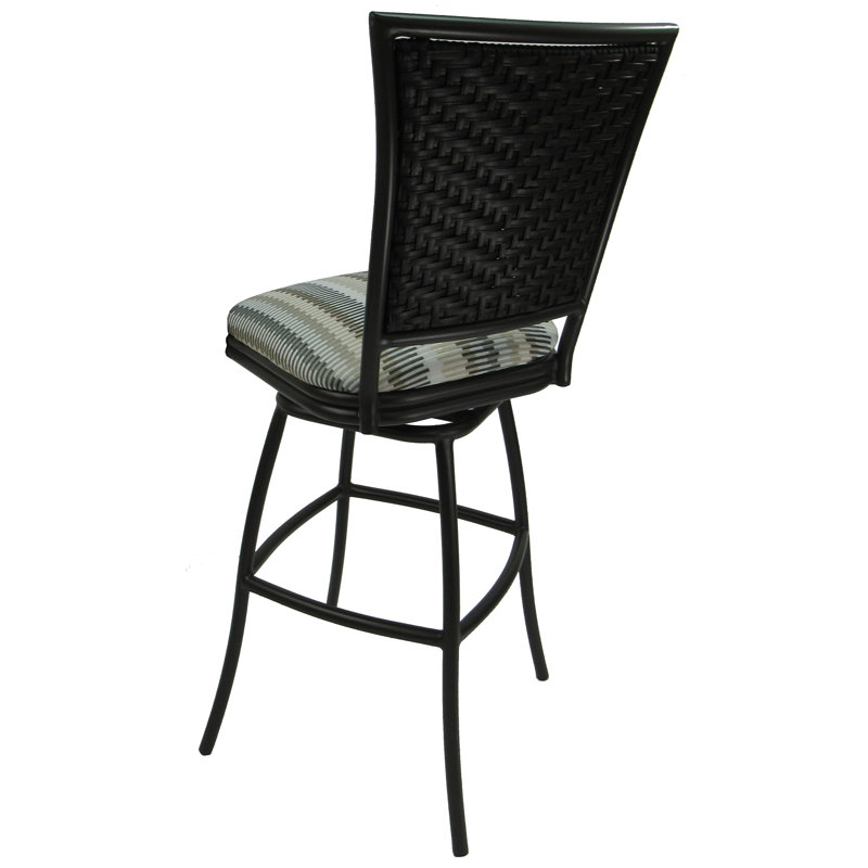 Tabouret de bar 35 po avec coussin Cutlip, Brun, Soleil turquoise
