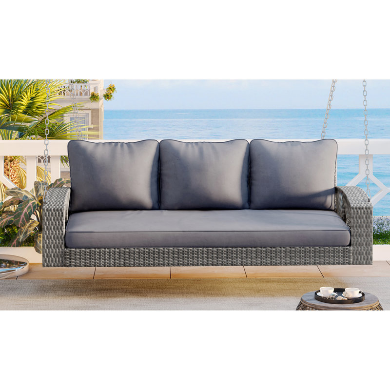 Balancelle de patio grise de 69 po avec coussins et 3 coussins - toutes saisons, à 3 places et confortable pour le jardin