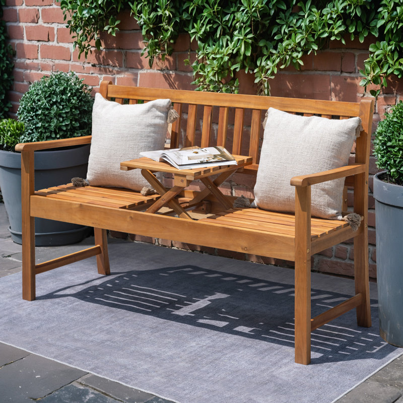 Banc d'extérieur en bois d'acacia Serg avec table pliable Serg