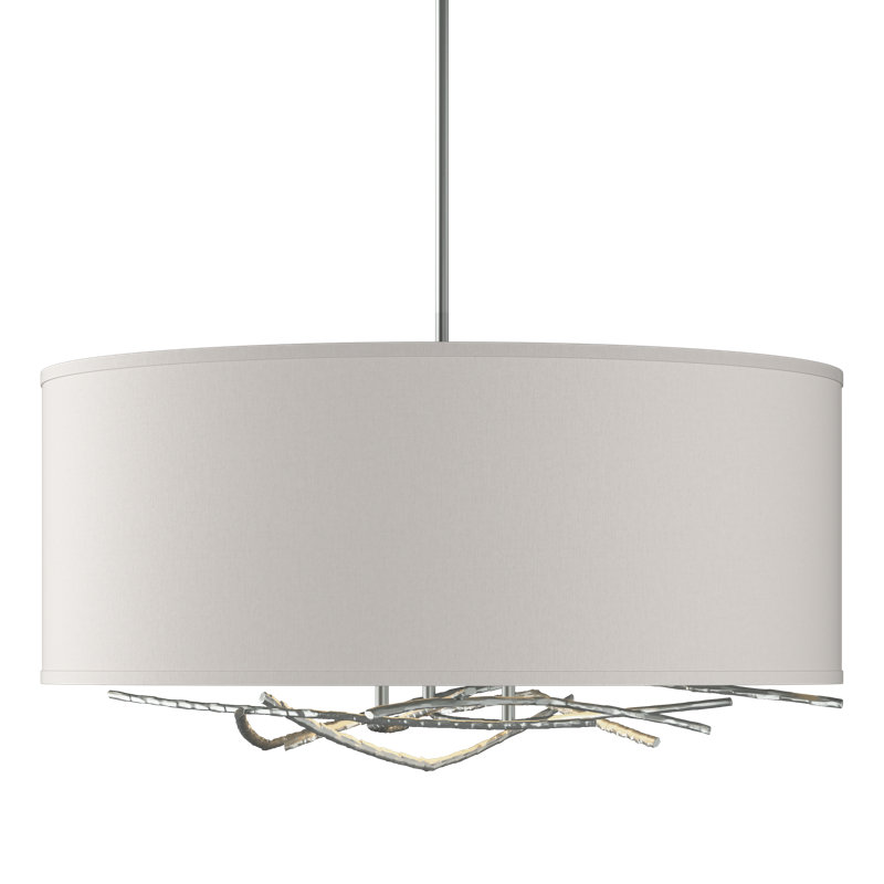 Brindille 3 - Light Drum Chandelier, Flax, Vintage Platinum, 21.4" - 66.4"
