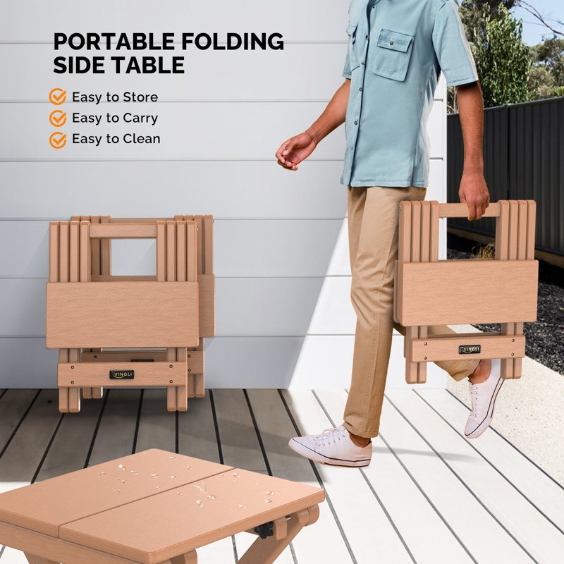 Patio HDPE Side Table End Tables, Brown