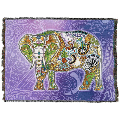 Pure Country Weavers Mabula Elephant - Totem des esprits animaux par Sue Coccia - Couverture en tapisserie tissée en coton - Fabriquée aux États-Unis (72x54)