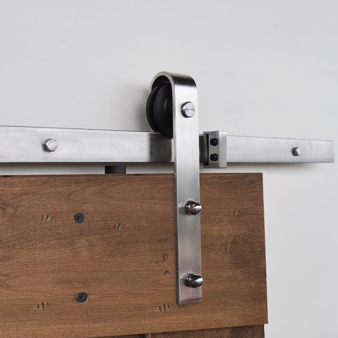 Slade Stainless Steel Barn Door Hardware Kit Standard Single Barndoorz Track 