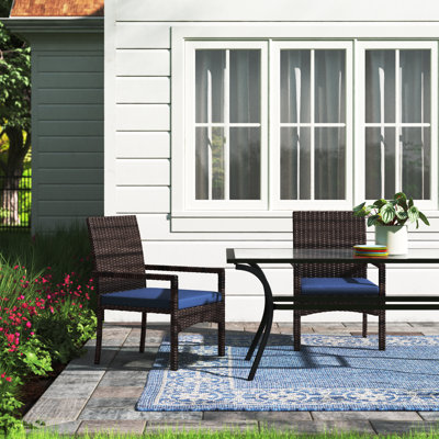 Alyah Powder Coated Steel Outdoor Dining Armchair with Cushion