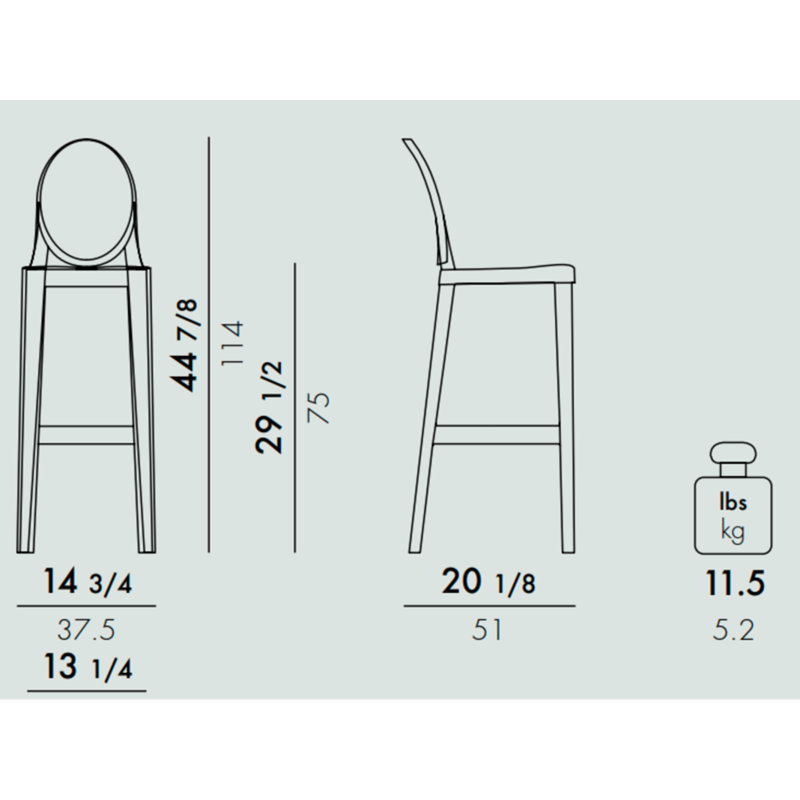 One More Tabouret, Cristal, 75 cm