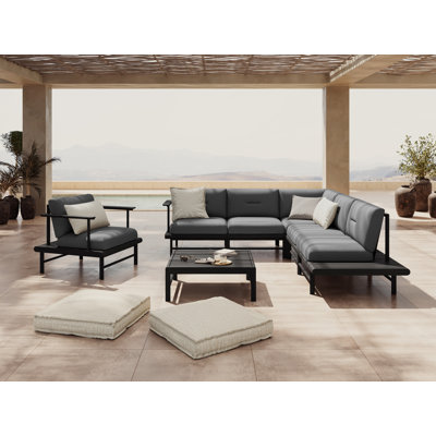 245cm Wide Metal Patio Sectional with Cushions