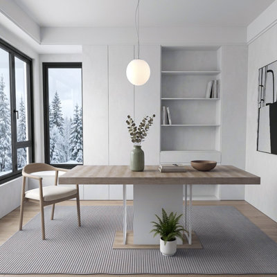 Table de salle à manger extensible pour 6 à 10 personnes avec effet de bois vieilli, réglable de 160 à 200 cm