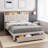 Full Size Upholstered Bed Frame with Wooden Slats Support and Charging Station,No Box Spring Needed-1359904379-1359904378