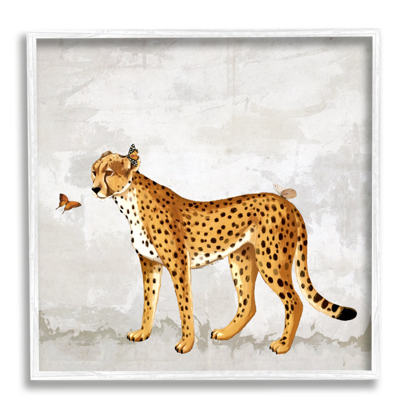 Faune bête et papillon - impression graphique, H 24 po x l 24 po x P 1,5 po, Toile avec cadre blanc