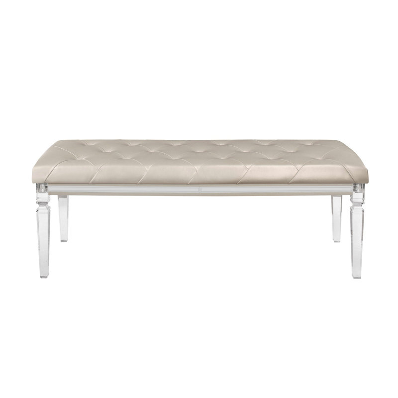 Banc couleur champagne avec pieds fuselés en acrylique