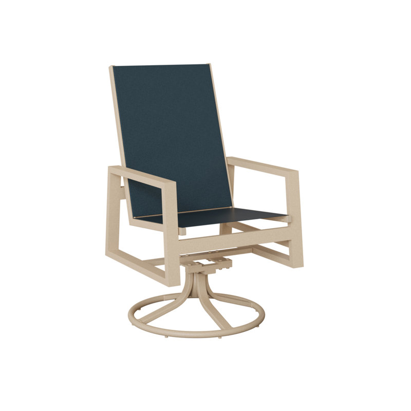 Chaise berçante pivotante à dossier haut en aluminium et tissu bleu marine Berlin, Marine, Aluminium Luna multicolore