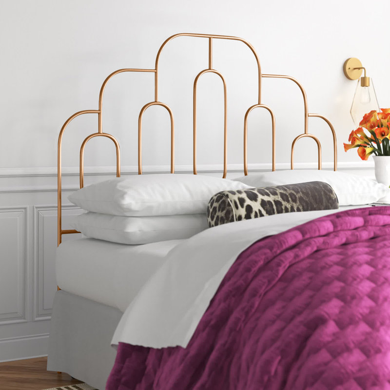 Magdeline Metal Headboard, Queen, Gold