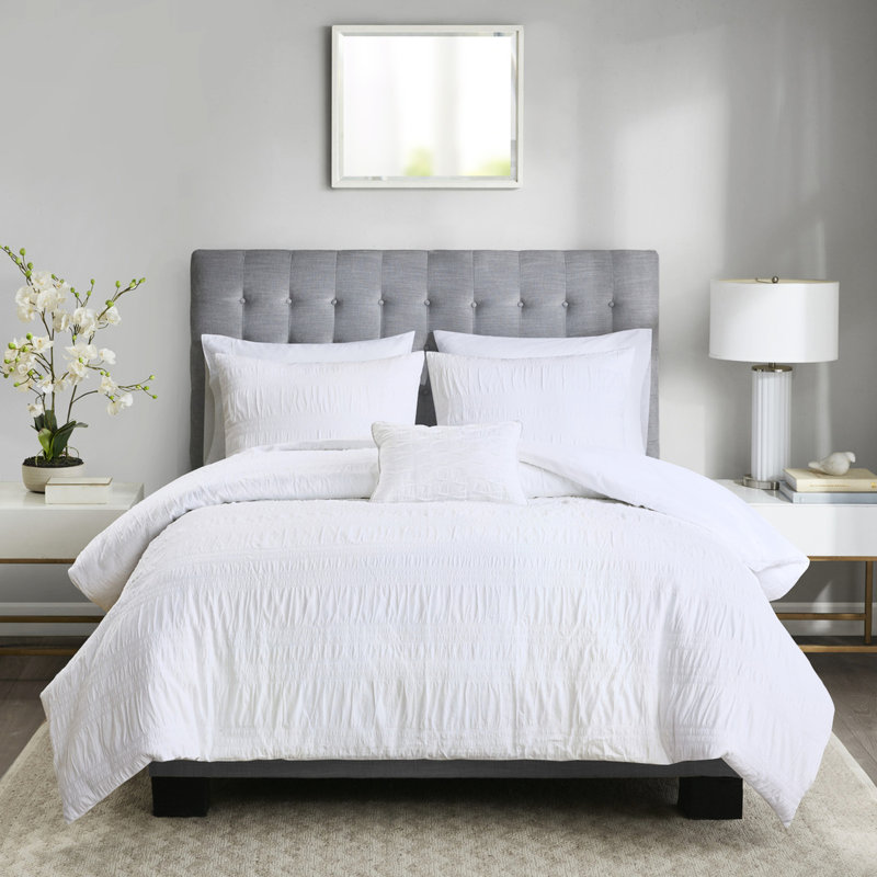 Housse de couette 4 pièces en coton blanc, double / grand, élégante et confortable