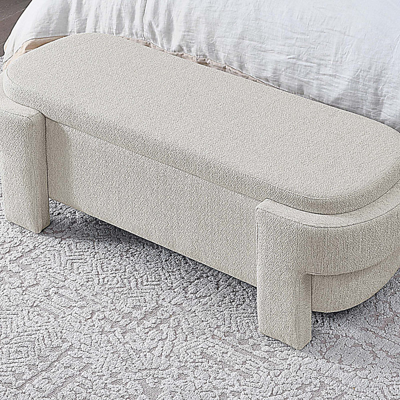 Banc rembourré avec grand espace de rangement, Beige