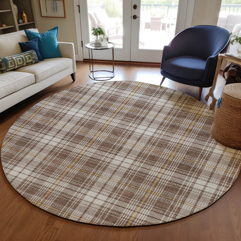  Machine Washable Indoor/Outdoor Chayden ACN993 Beige Rug, Round 8'