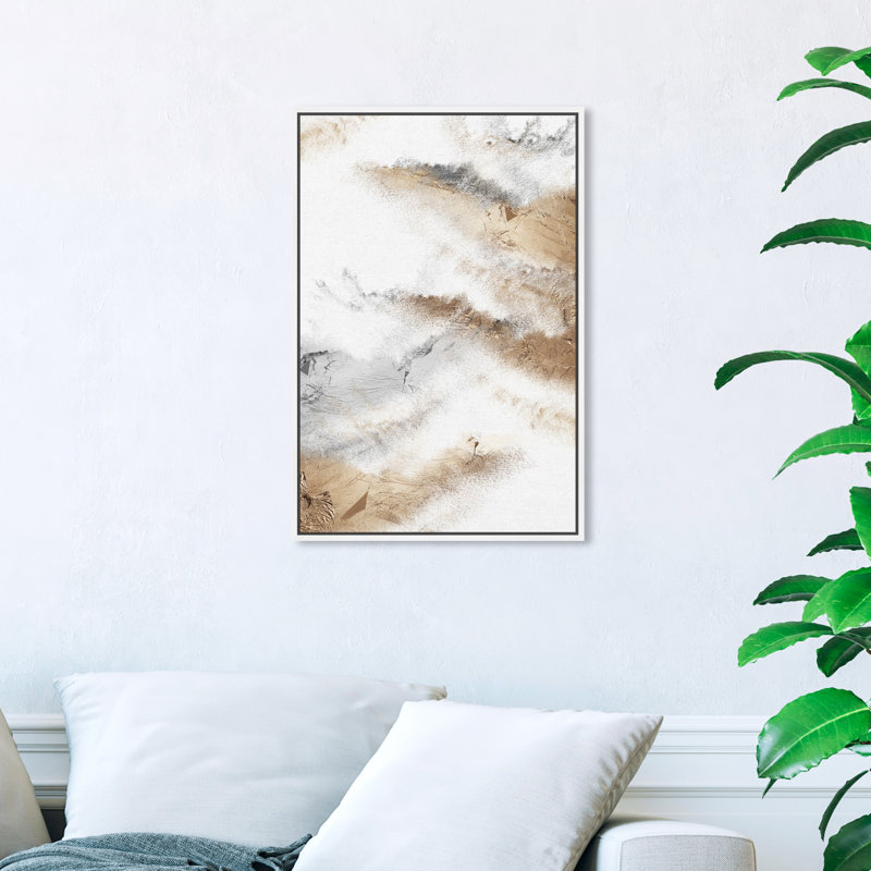 «Abstract Brianna Majestic Brush Strokes», reproduction d'art graphique sur toile, H 45 po x l 30 po, Cadre flottant blanc