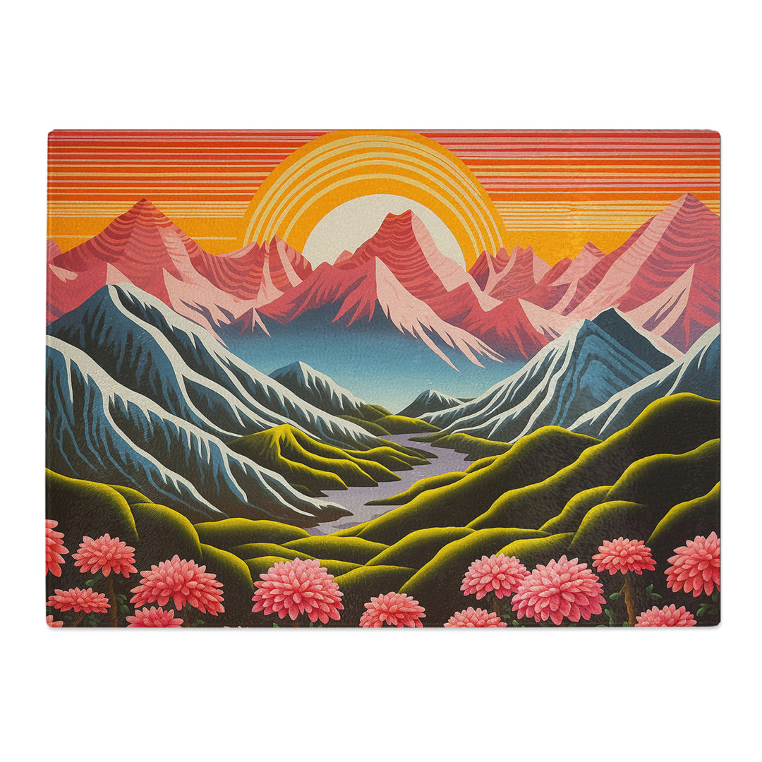 Mountains Op Art  Glass Chopping Board