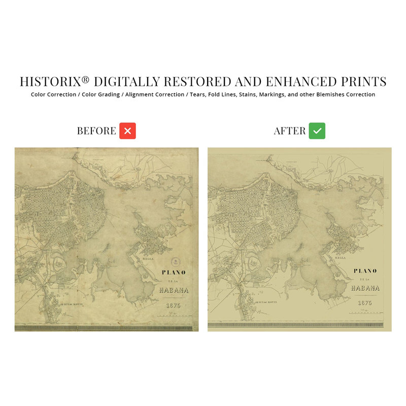 Carte de la Havane 1875 1875, H 18 po x l 24 po
