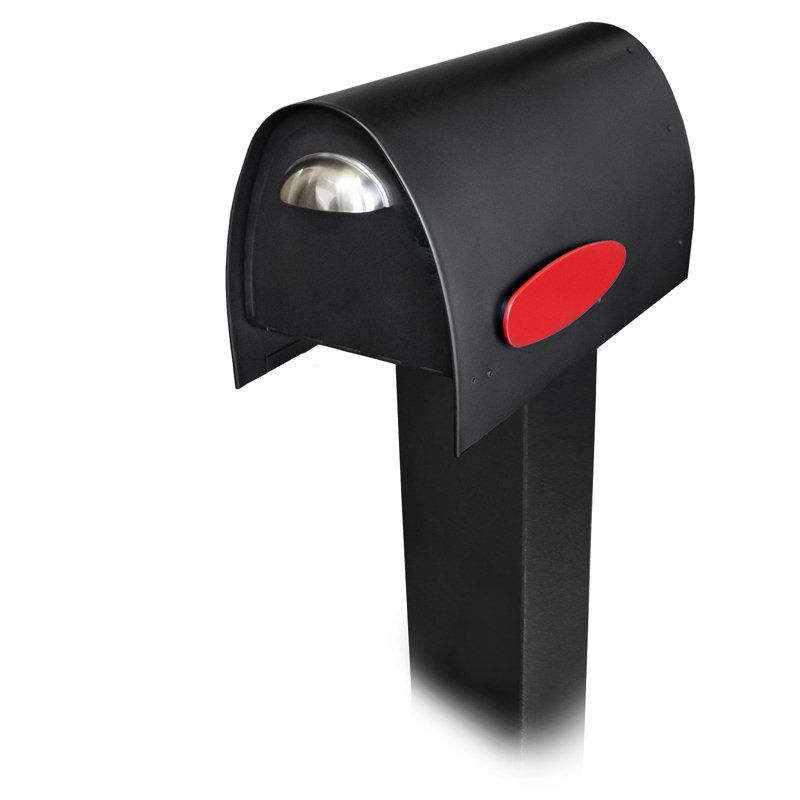 Matte Black Stainless Steel Post Mounted Mailbox