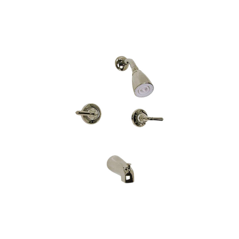 Diverter Tub and Shower Faucet with Modern Lever Handles, Brushed Nickel