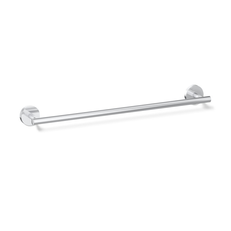 Elate Wall Mounted Round Towel Bar, Metal Wall-Mounted Towel Holder, 2" H x 18" L x 2.75" D, Polished Chrome