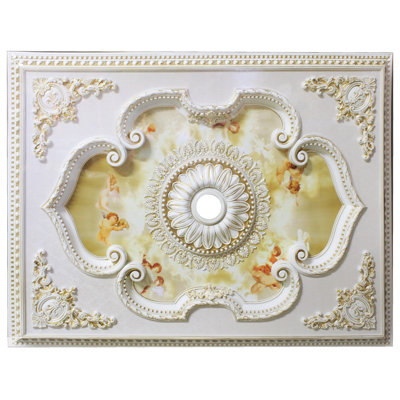 Rectangular Sepia Sky Angel Center Ceiling Medallion