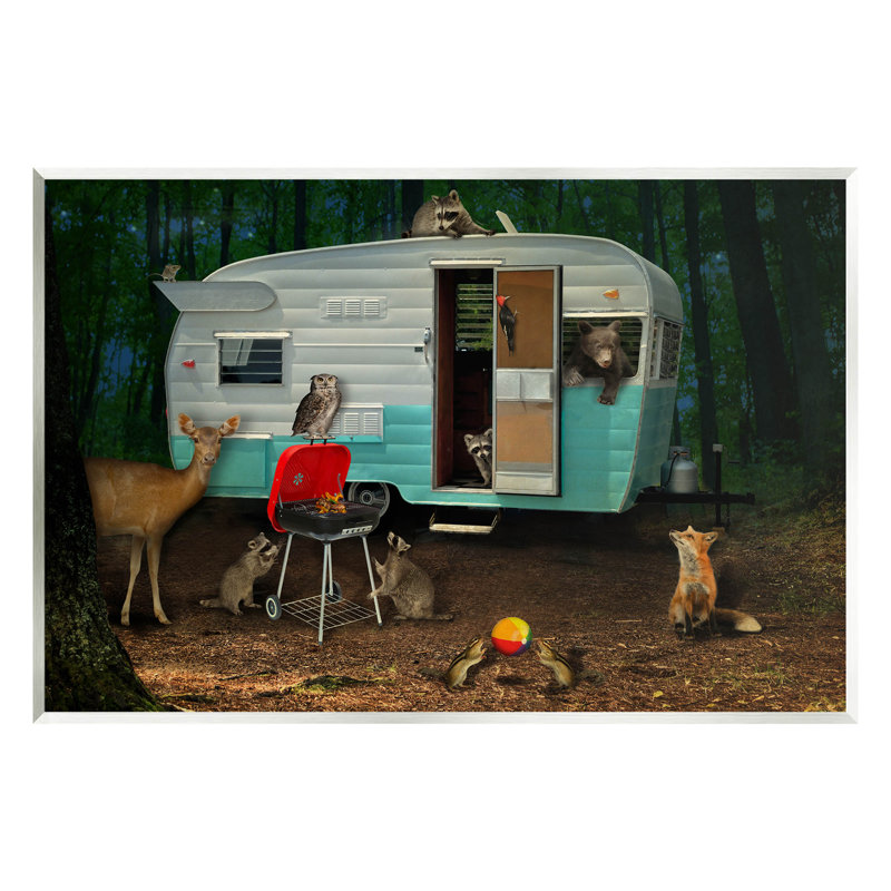 Art de la giclée, caravane, camping, caravane, camping, H 13 po x l 19 po x P 0,5 po, Bois