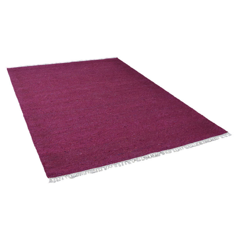 Tapis intérieur rose tissé à la main en coton et polyester, Rectangle 4pi x 6 pi