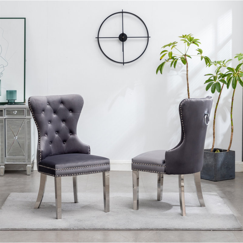 Chaise de salle à manger rembourrée Izzabelle, Gris