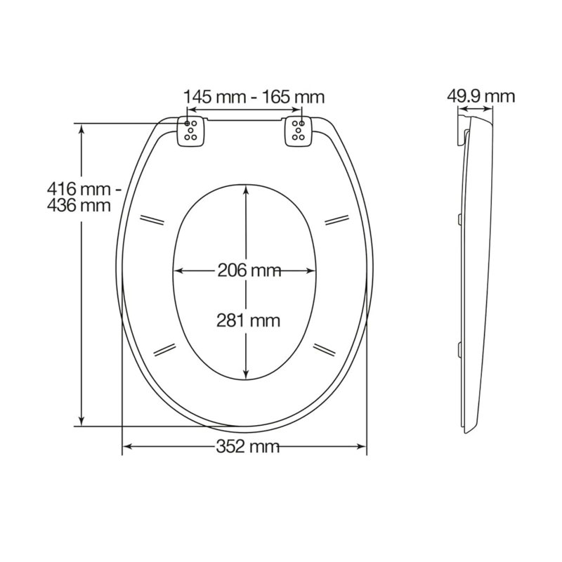 Thermoplastic Indigo Blue Toilet Seat, Non Slip, With Adjustable Chrome Hinges, Easy To Clean & Quick Installation, Blue