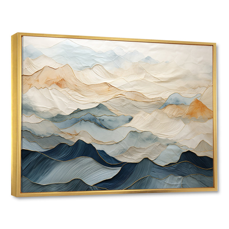 Majestic Mountain Peaks V, 24" H x 32" W, Floater Framed Print, Gold