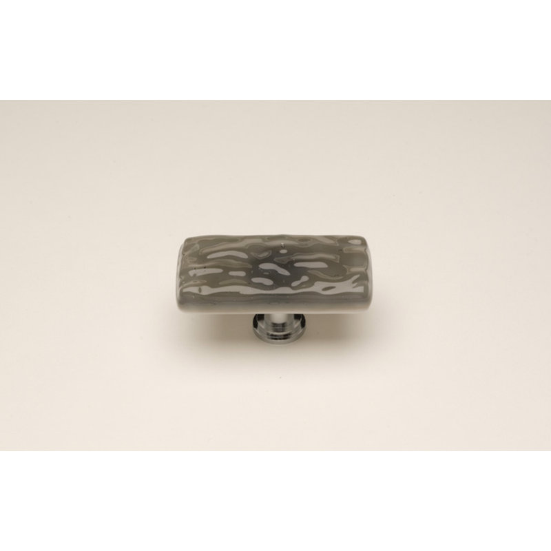 Glacier Square Knob, Silver Gray, Polished Chrome, Long Knob