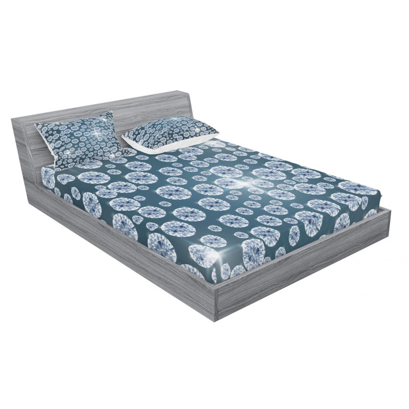 Gray Microfiber Geometric Print Queen Sheet Set