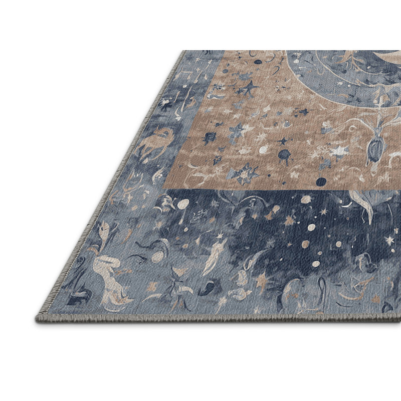 Machine Washable Gray Area Rug, Round 6'