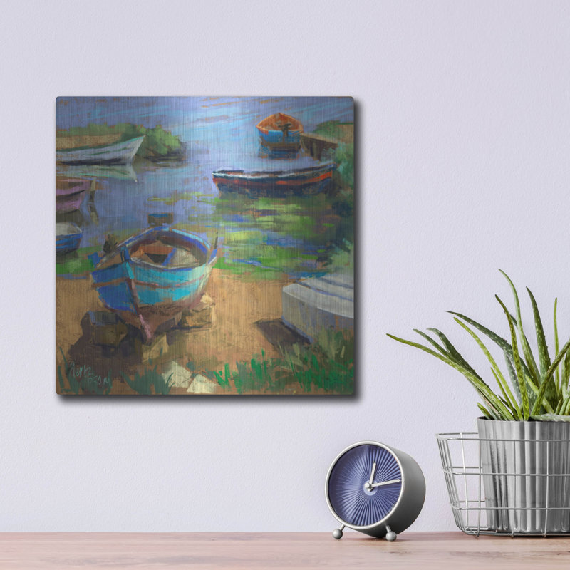 Fishing Boats In Marsala' by Nancie King Mertz, Metal Wall Art, 12" H x 12" W