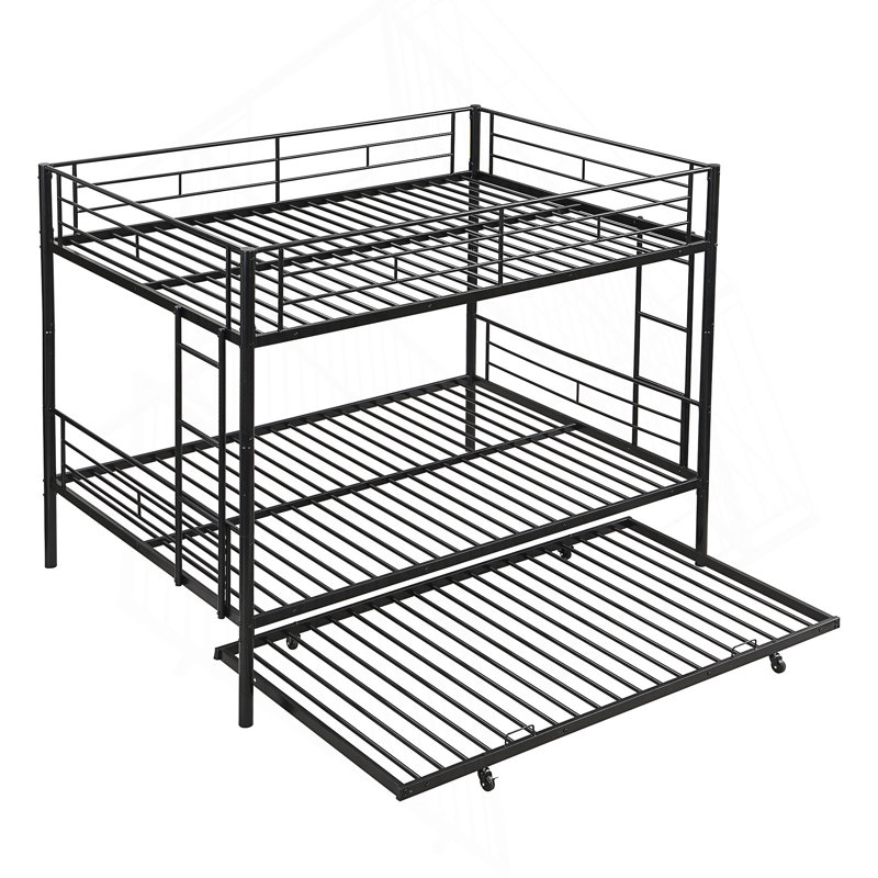 Lit double superposé double avec lit gigogne en métal, aucun sommier requis, assemblage facile