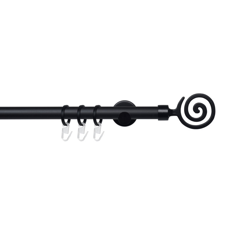 Jaime Curtain Pole Set, 3cm H x 240cm W x 7cm D, Black